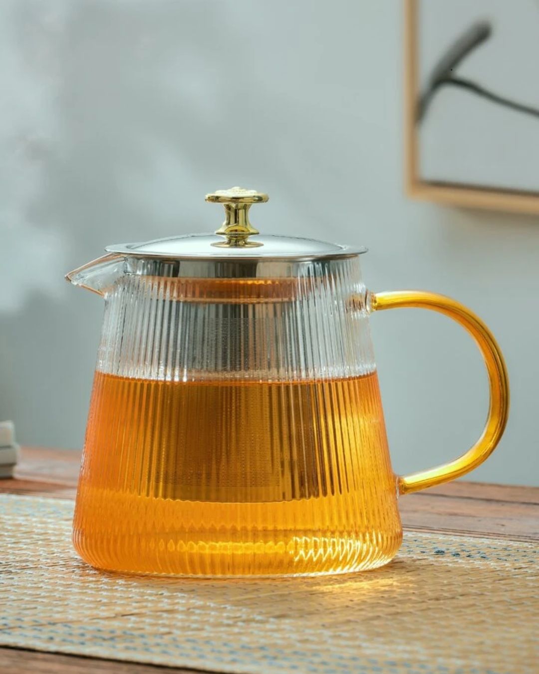 Borosilicate Glass Striped Teapot
