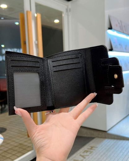 Small Leather Snap Button Wallet