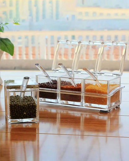 Transparent Spice Box Serving Set with Spoons
