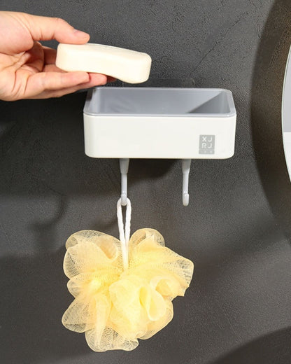 Wall Mounted Soap Dish with 2-Hooks