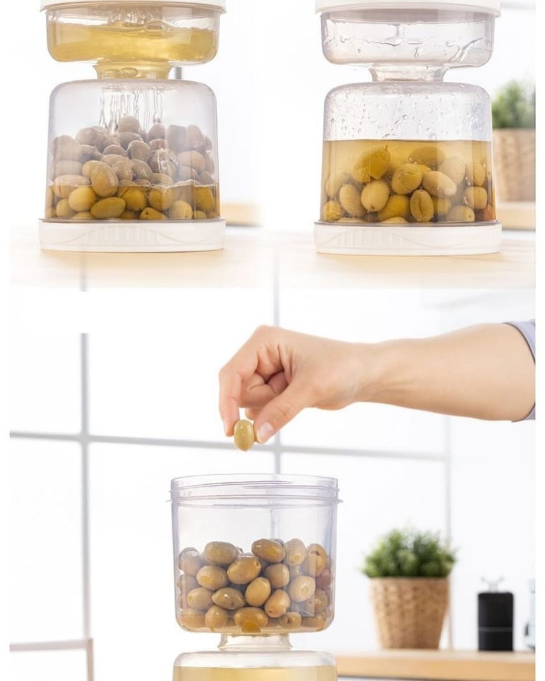 Pickle and Olive Flip Jar with Strainer