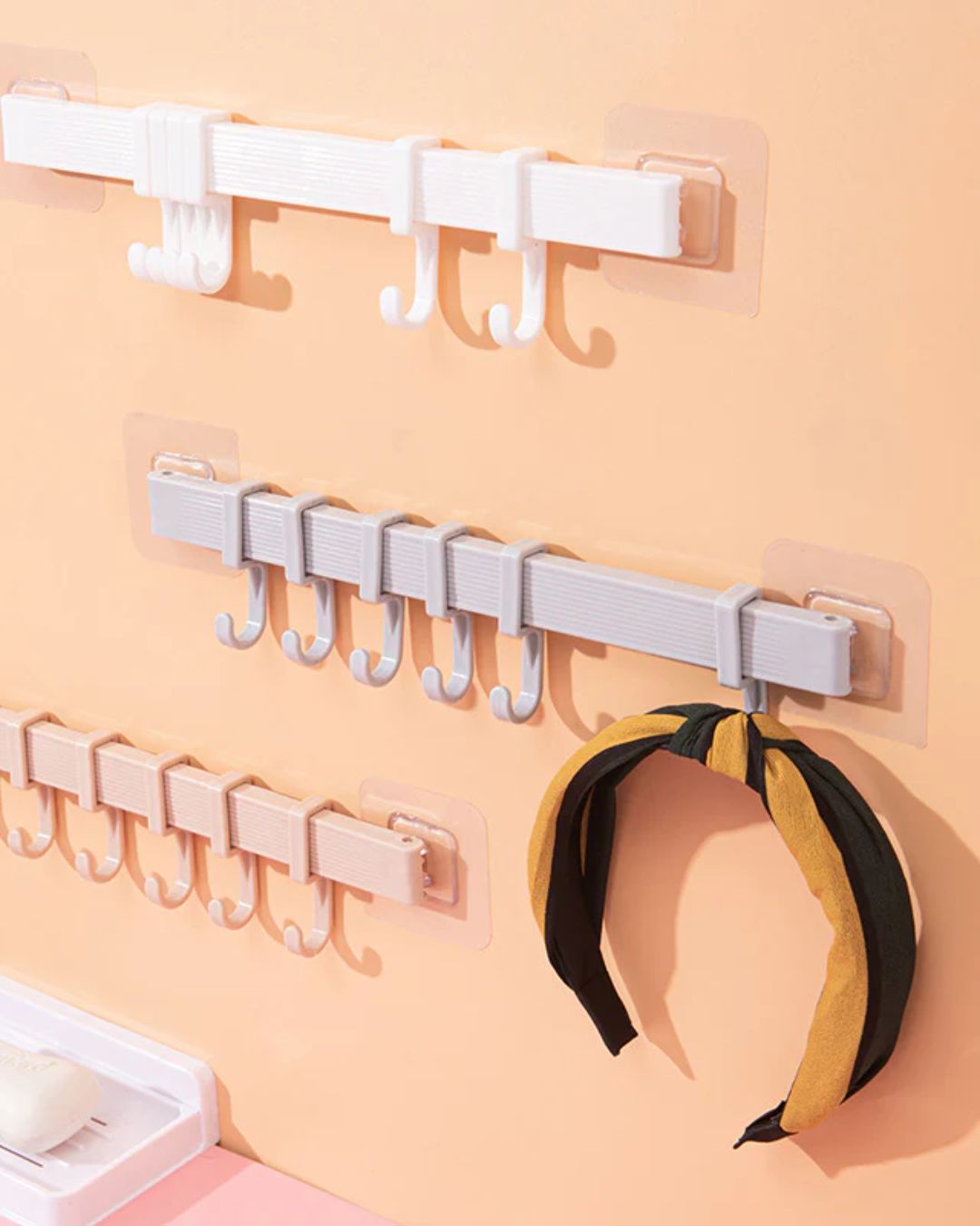 Adhesive 6-Adjustable Slider Hooks