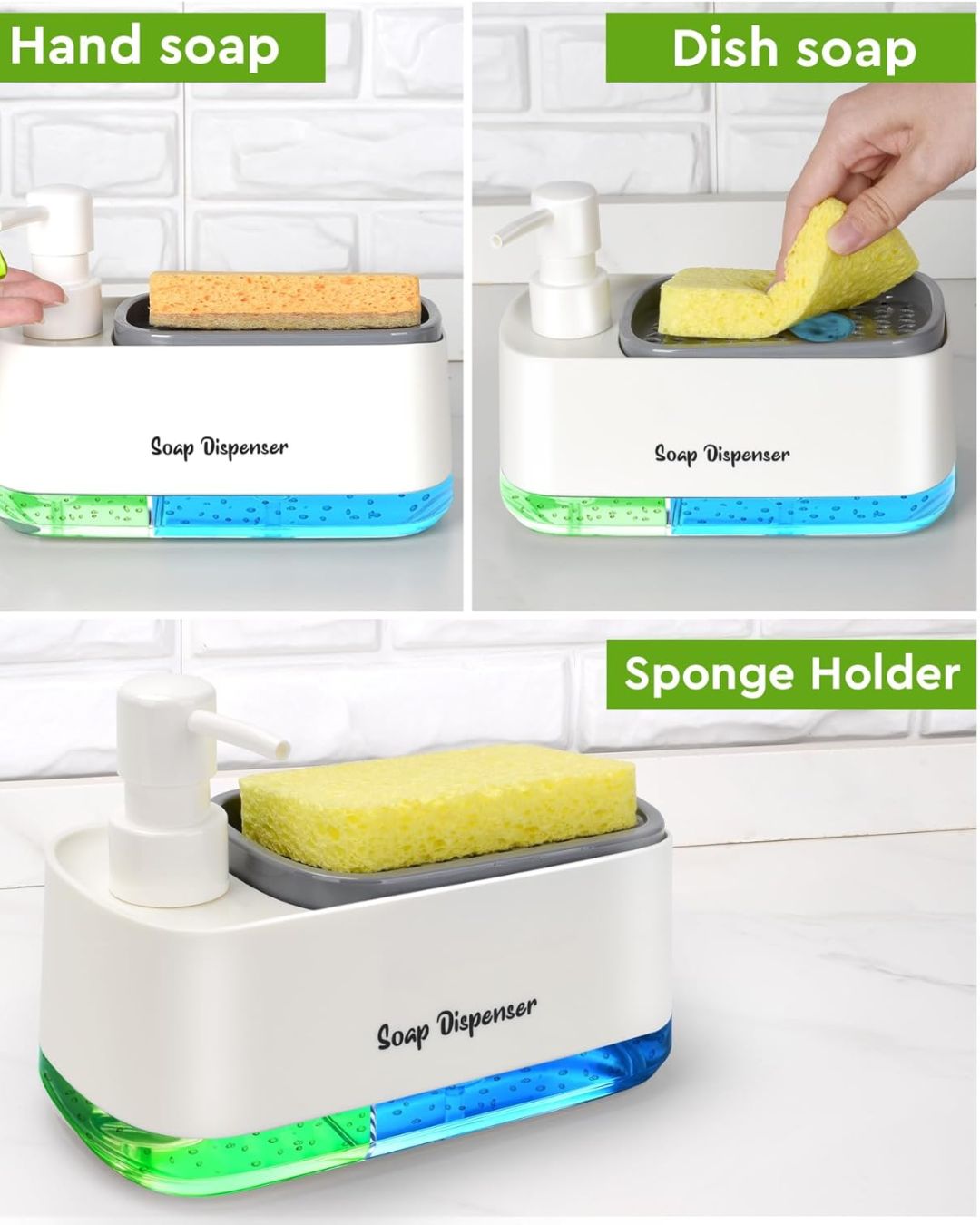 Dual Soap Dispenser with Sponge Holder