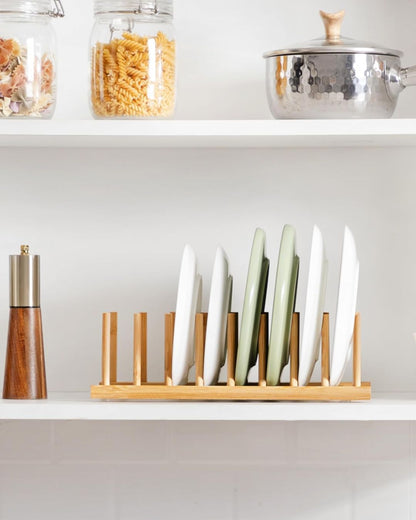 6-Compartments Bamboo Wooden Rack