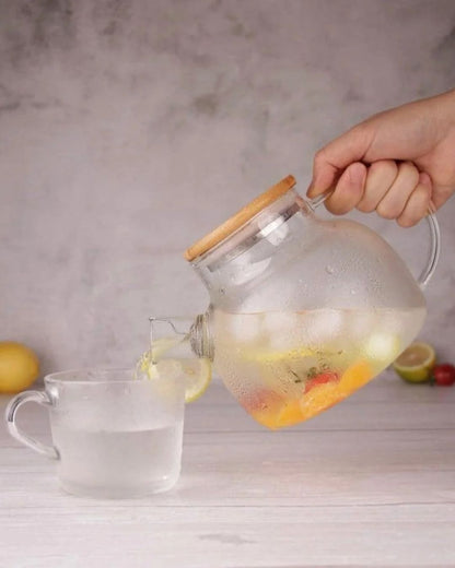 High Borosilicate Glass Teapot with Infuser & Bamboo Lid