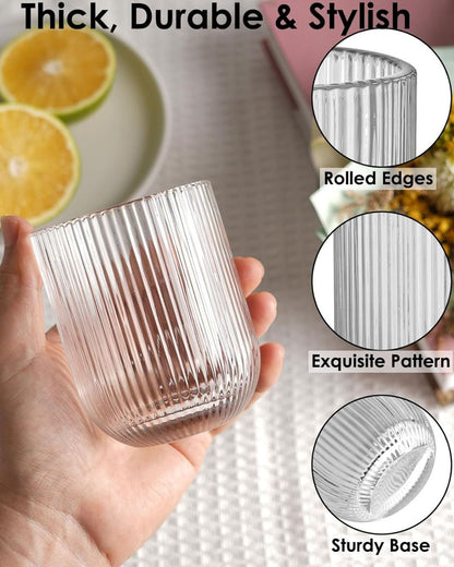 Vertical Stripe Jug Glass Set- 7 PCS