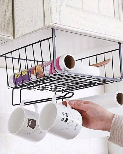 Under Shelf Storage Basket with Cup Holder