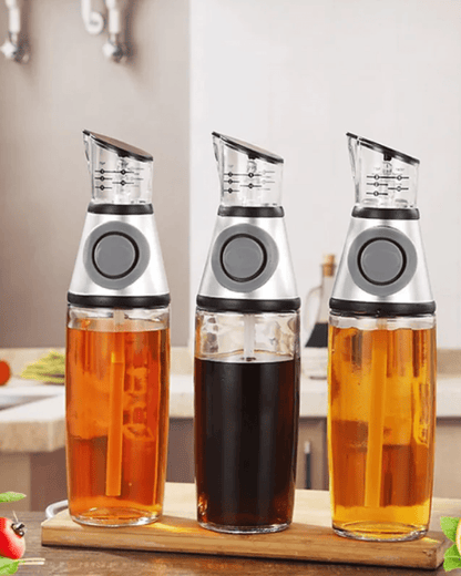 Press and Measure Glass Oil Dispenser