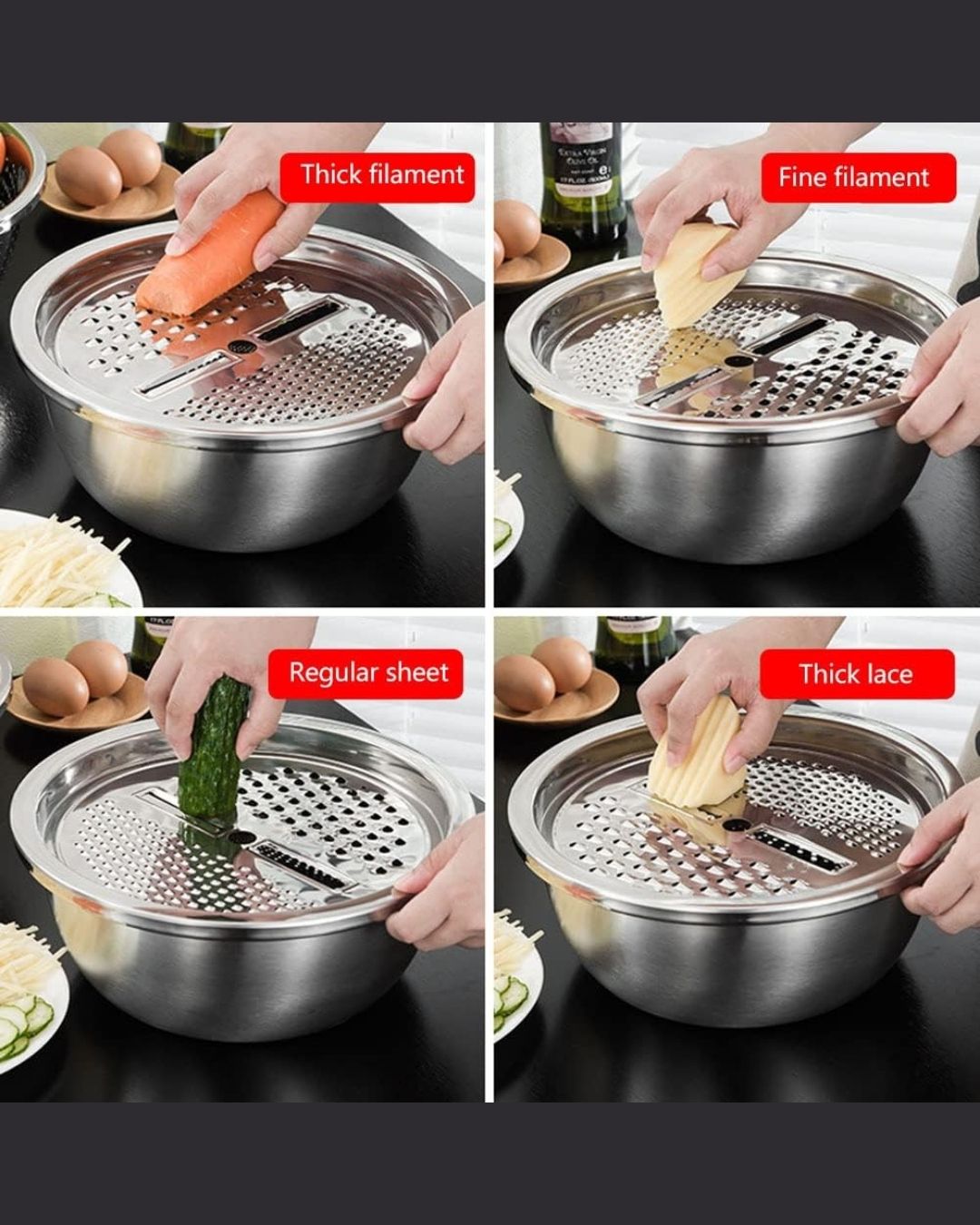 2 in 1 Stainless Steel Multifunctional Grater Basin
