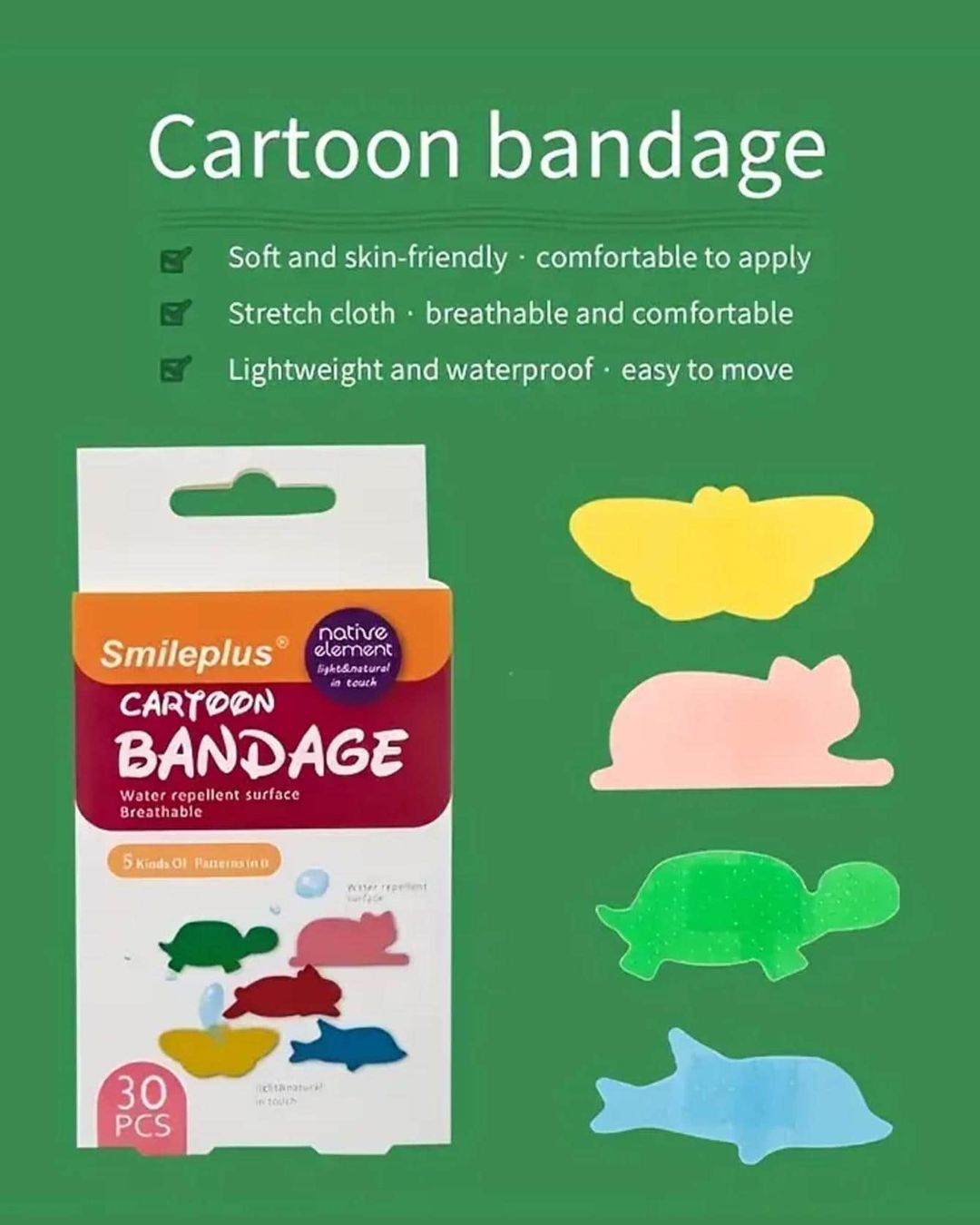 Animal Themed Waterproof & Breathable Band-aids