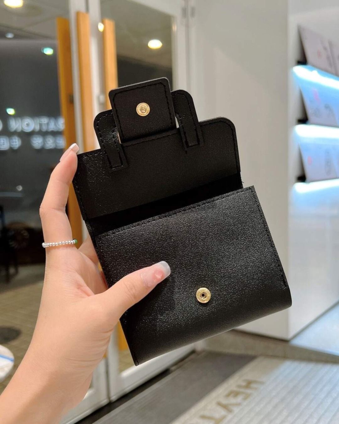 Small Leather Snap Button Wallet