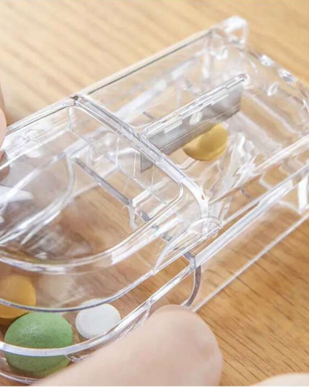 Portable Medication Storage Box with Integrated Pill Cutter