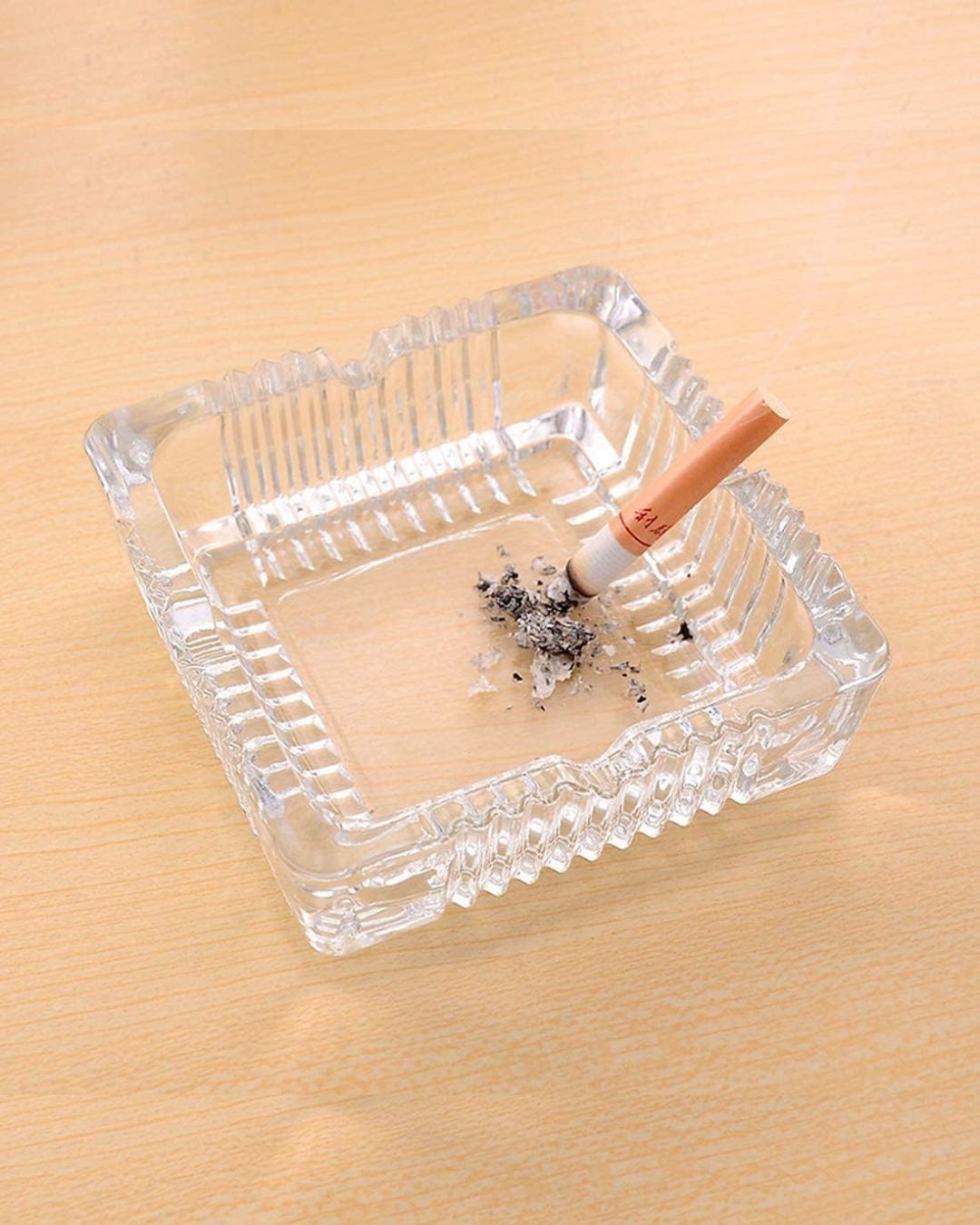 Square Crystal Glass Smoking Ashtray