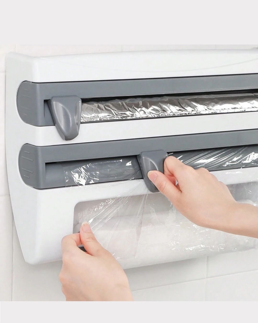4 in 1 Wall-Mounted Plastic Cling Wrap Dispenser