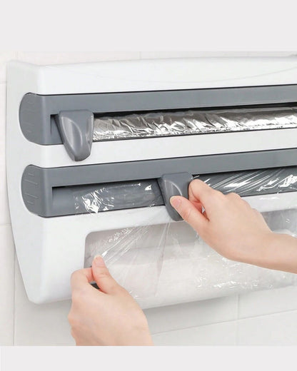 4 in 1 Wall-Mounted Plastic Cling Wrap Dispenser