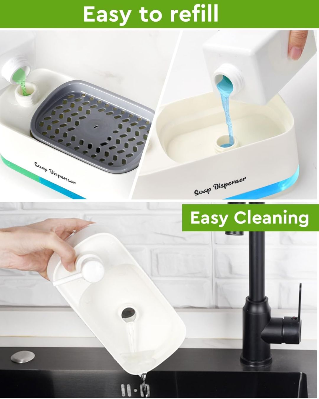 Dual Soap Dispenser with Sponge Holder