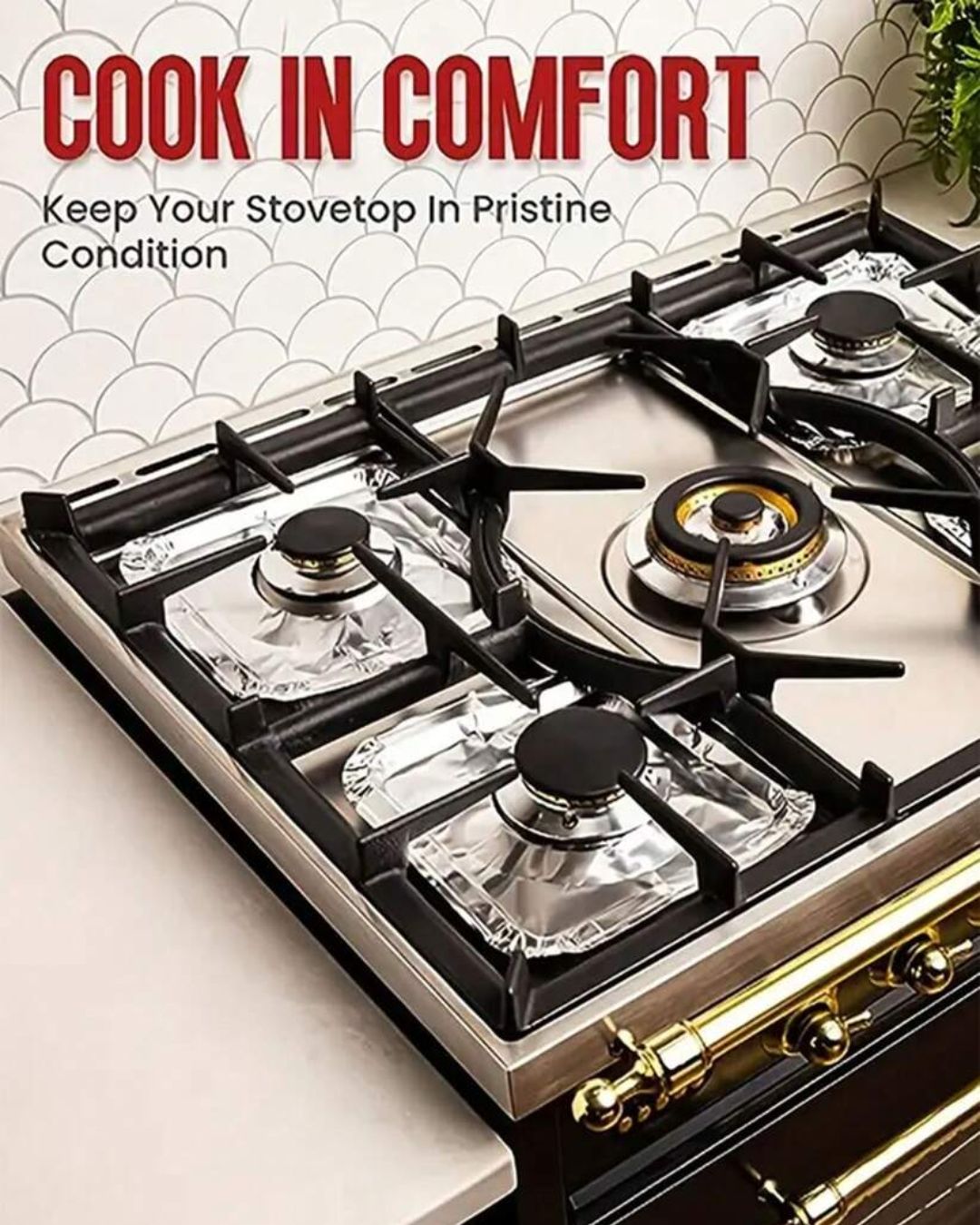 Square Aluminum Foil Gas Burner Liner