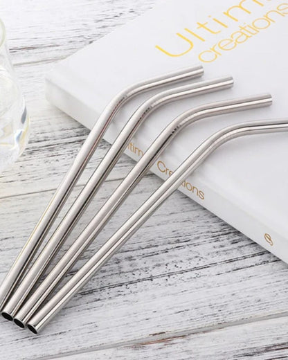 Bent Stainless Steel Straw Set with Brush