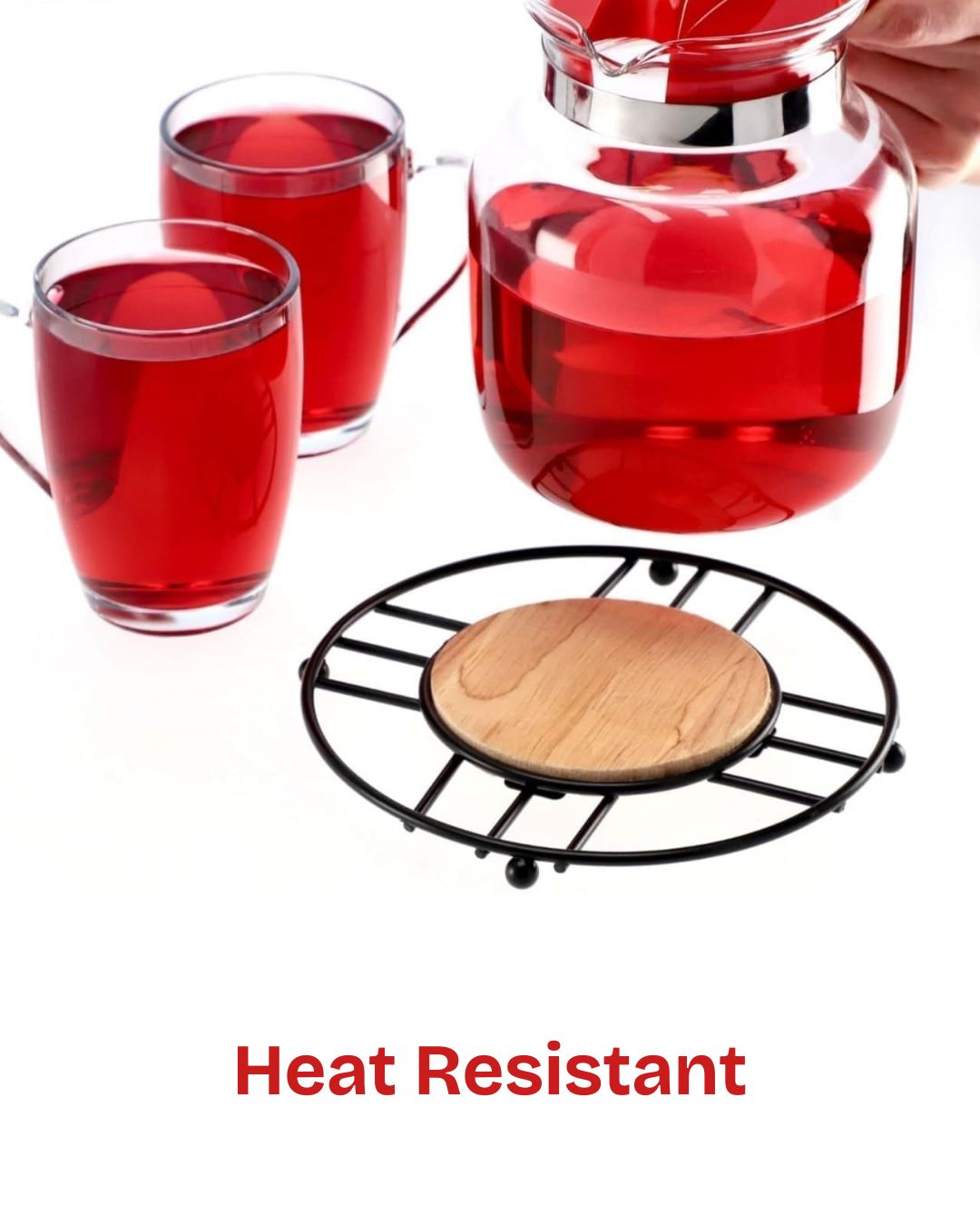 Metal Trivet with Wooden Centre