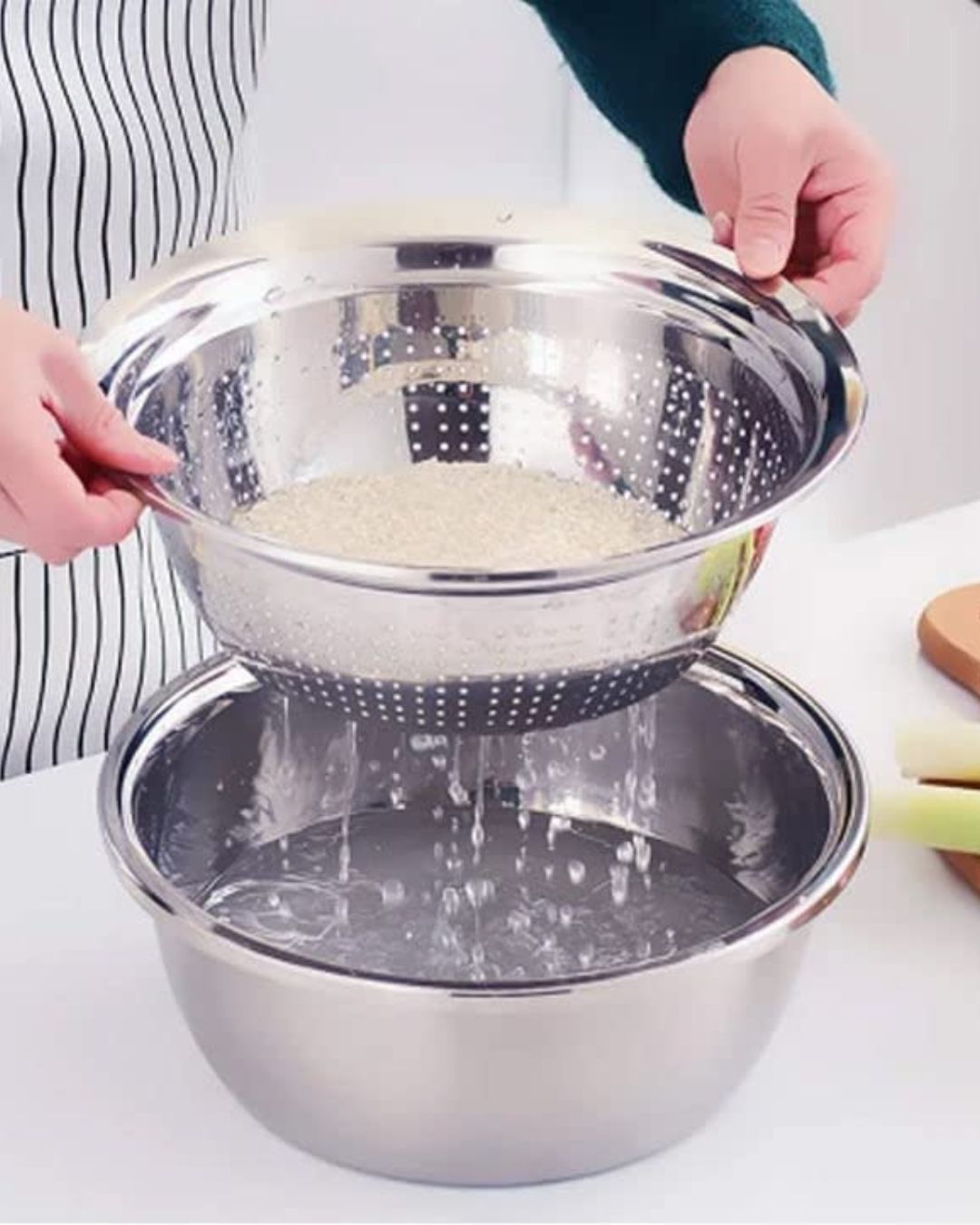 Multifunction Stainless Steel Basin with Strainer Set