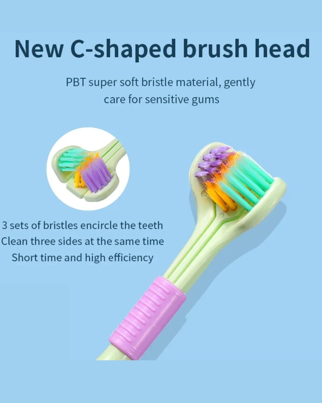 V-Shaped Three-Sided Toothbrush