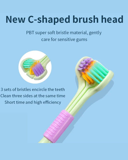 V-Shaped Three-Sided Toothbrush