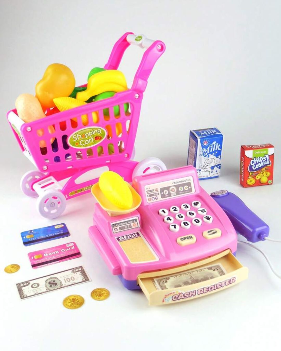 Supermarket Cash Register with Shopping Cart