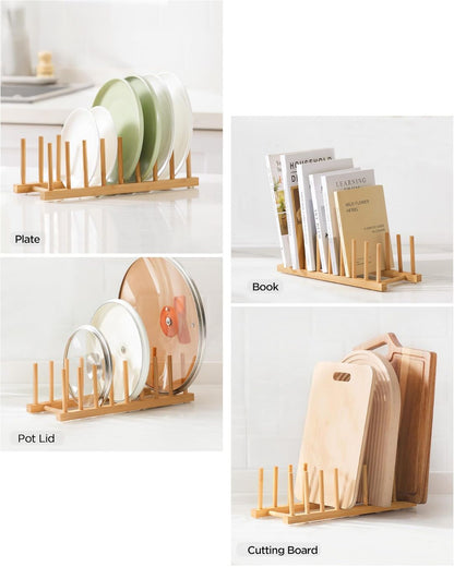 6-Compartments Bamboo Wooden Rack