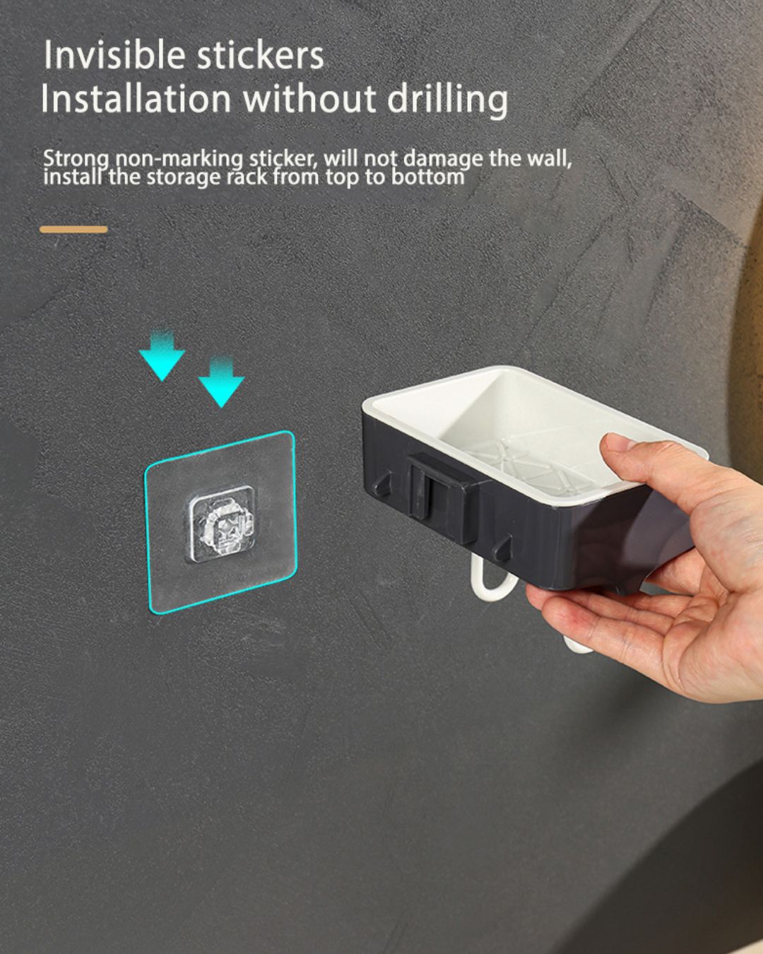 Wall Mounted Soap Dish with 2-Hooks