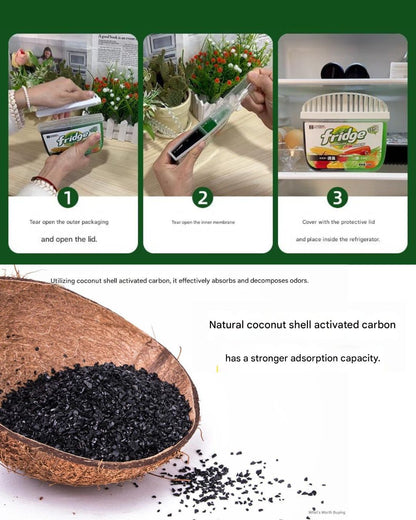 Natural Tea Polyphenol and Unscented Activated Charcoal Refrigerator Deodorizer