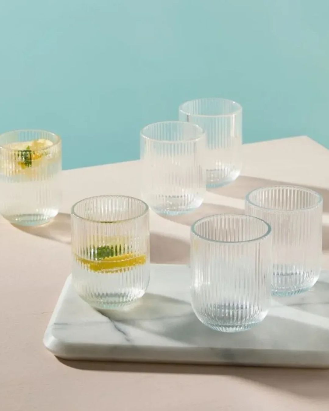 Vertical Stripe Jug Glass Set- 7 PCS