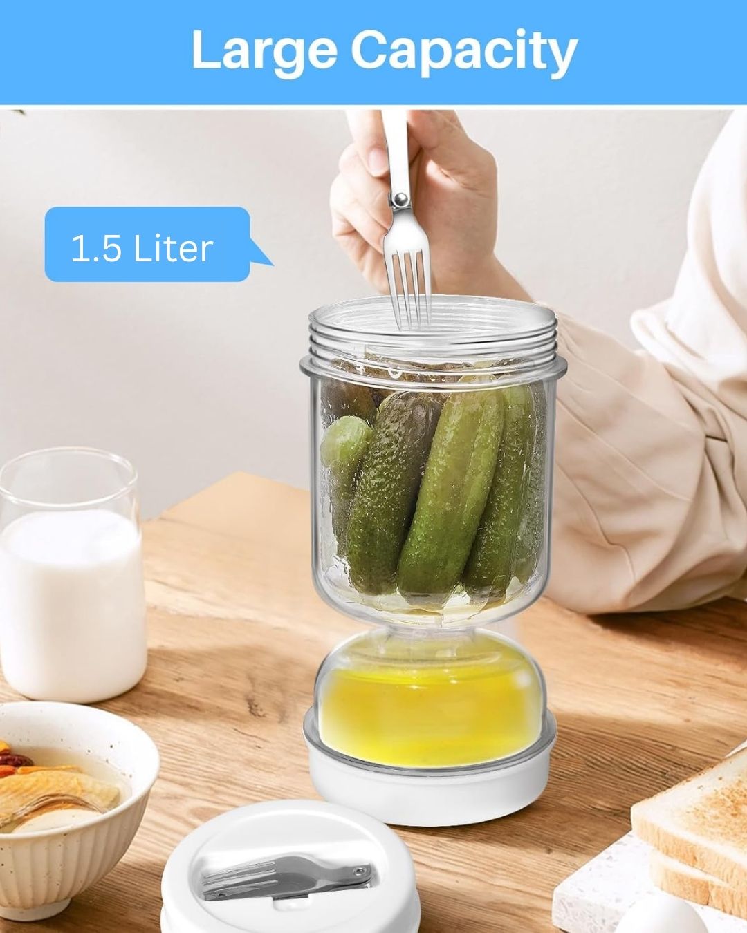 Pickle and Olive Flip Jar with Strainer