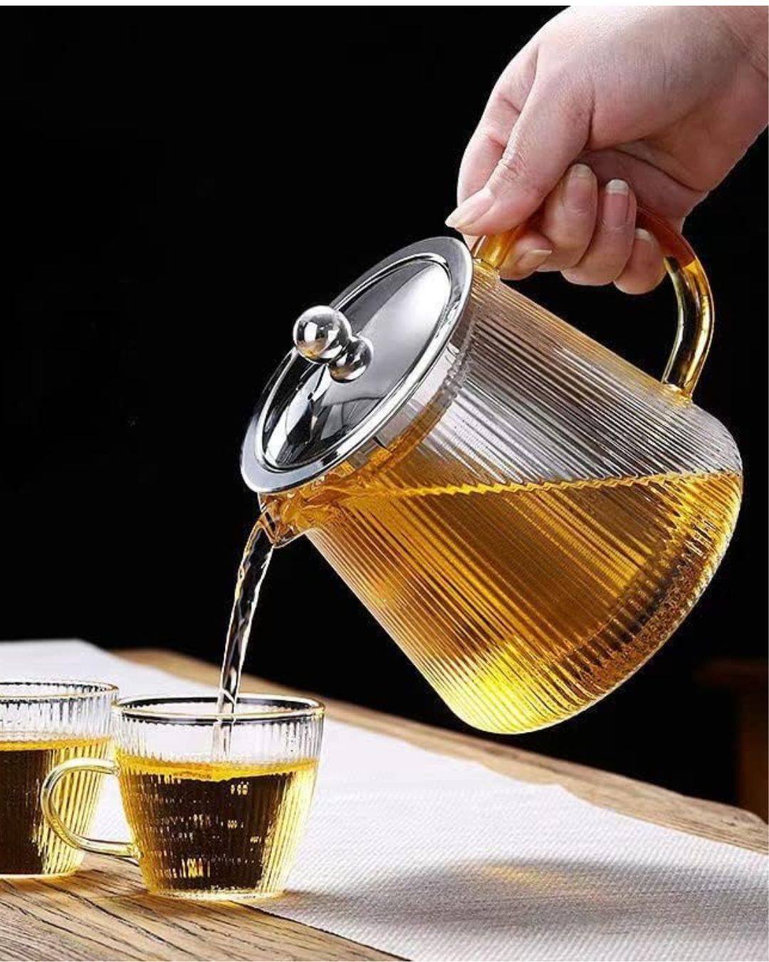 Borosilicate Glass Striped Teapot