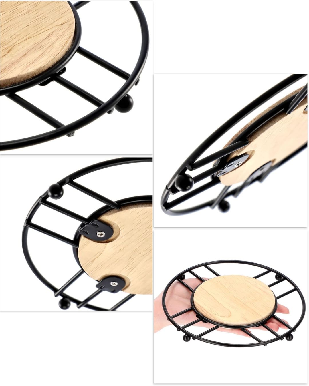 Metal Trivet with Wooden Centre