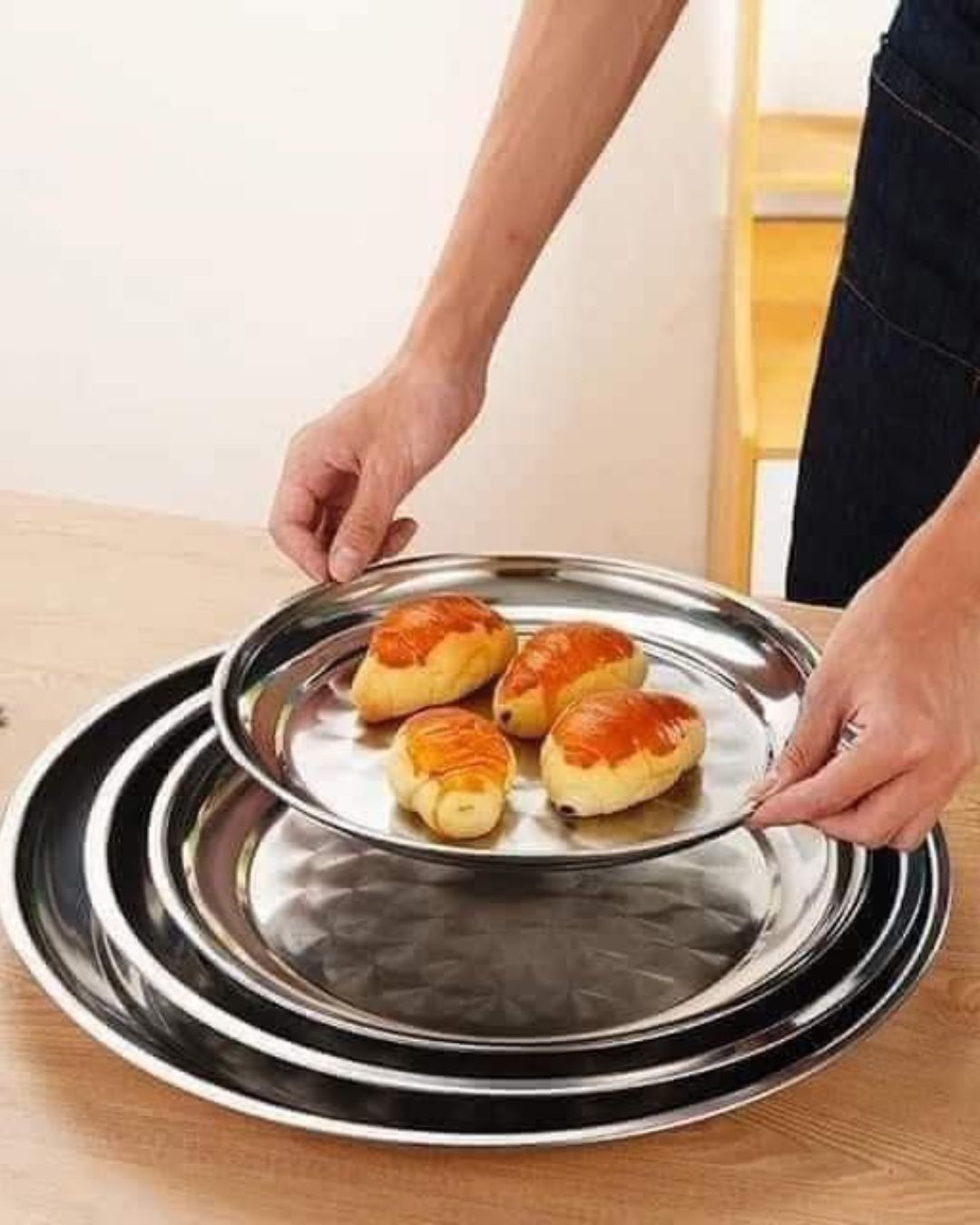 Stainless Steel Round Tray 4pcs Set