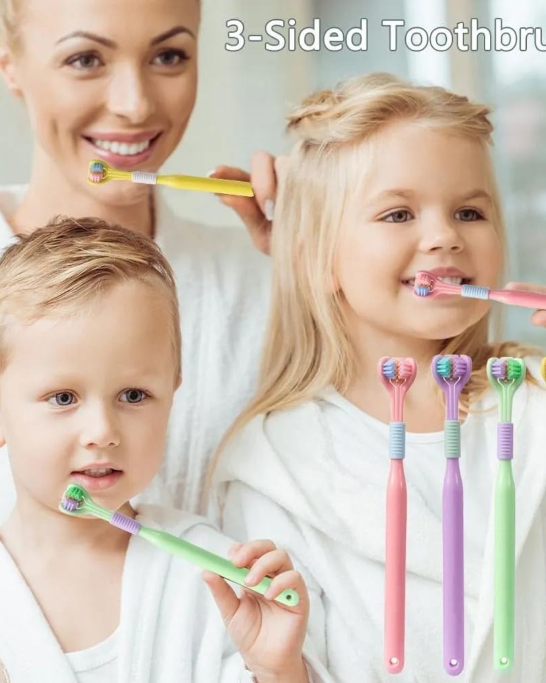 V-Shaped Three-Sided Toothbrush