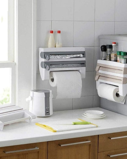 4 in 1 Wall-Mounted Plastic Cling Wrap Dispenser