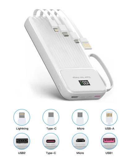 20000mAh Power Bank with Built in Cables