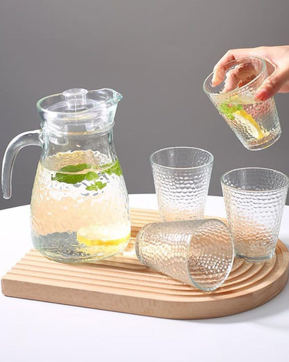 Textured Glass Jug and Tumbler Set of 5
