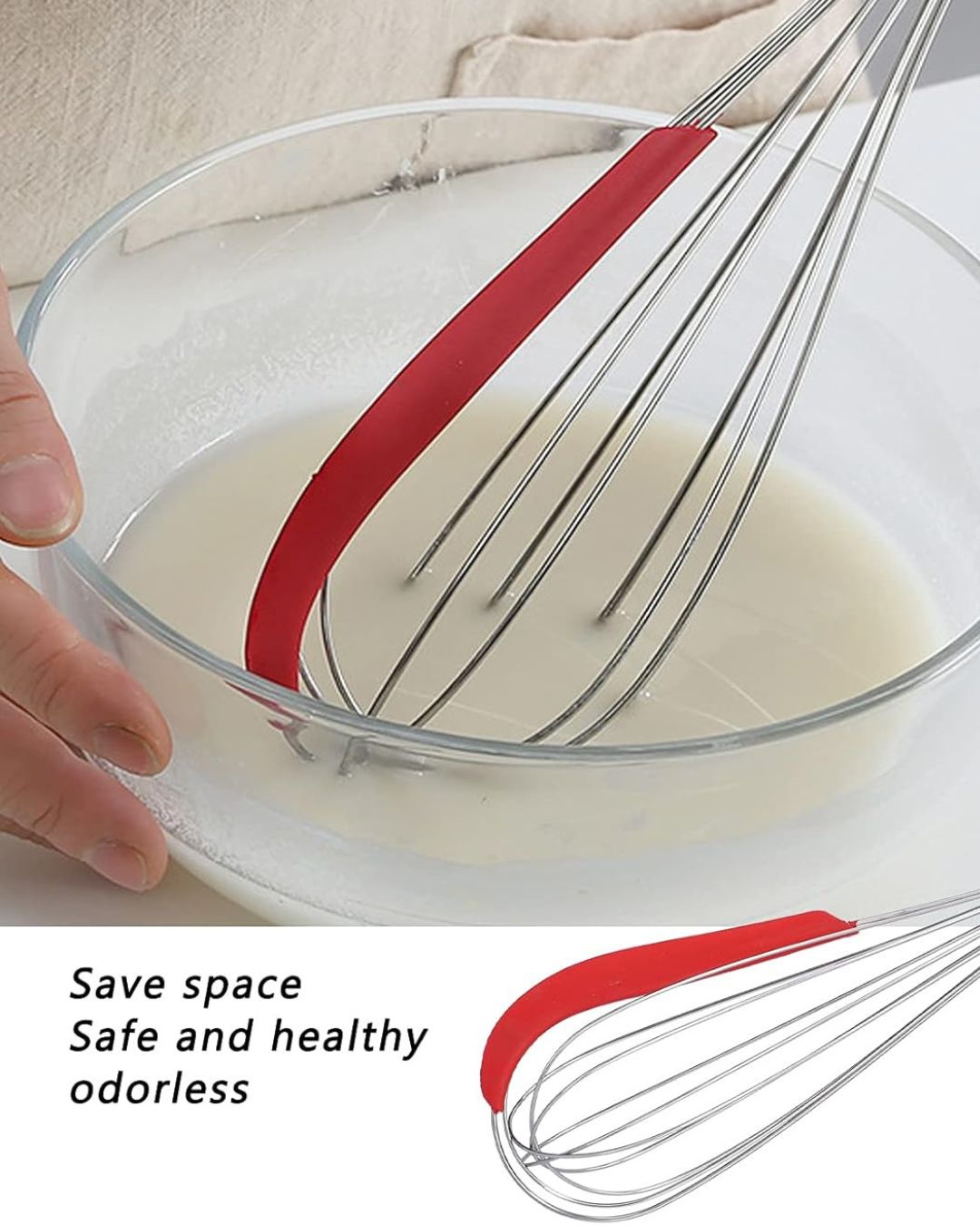2-in-1 Stainless Steel Whisk with Integrated Bowl Scraper