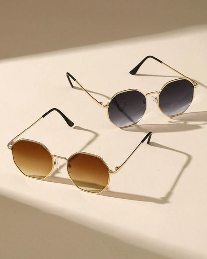 Classic Metal Geometric Frame Sunglasses