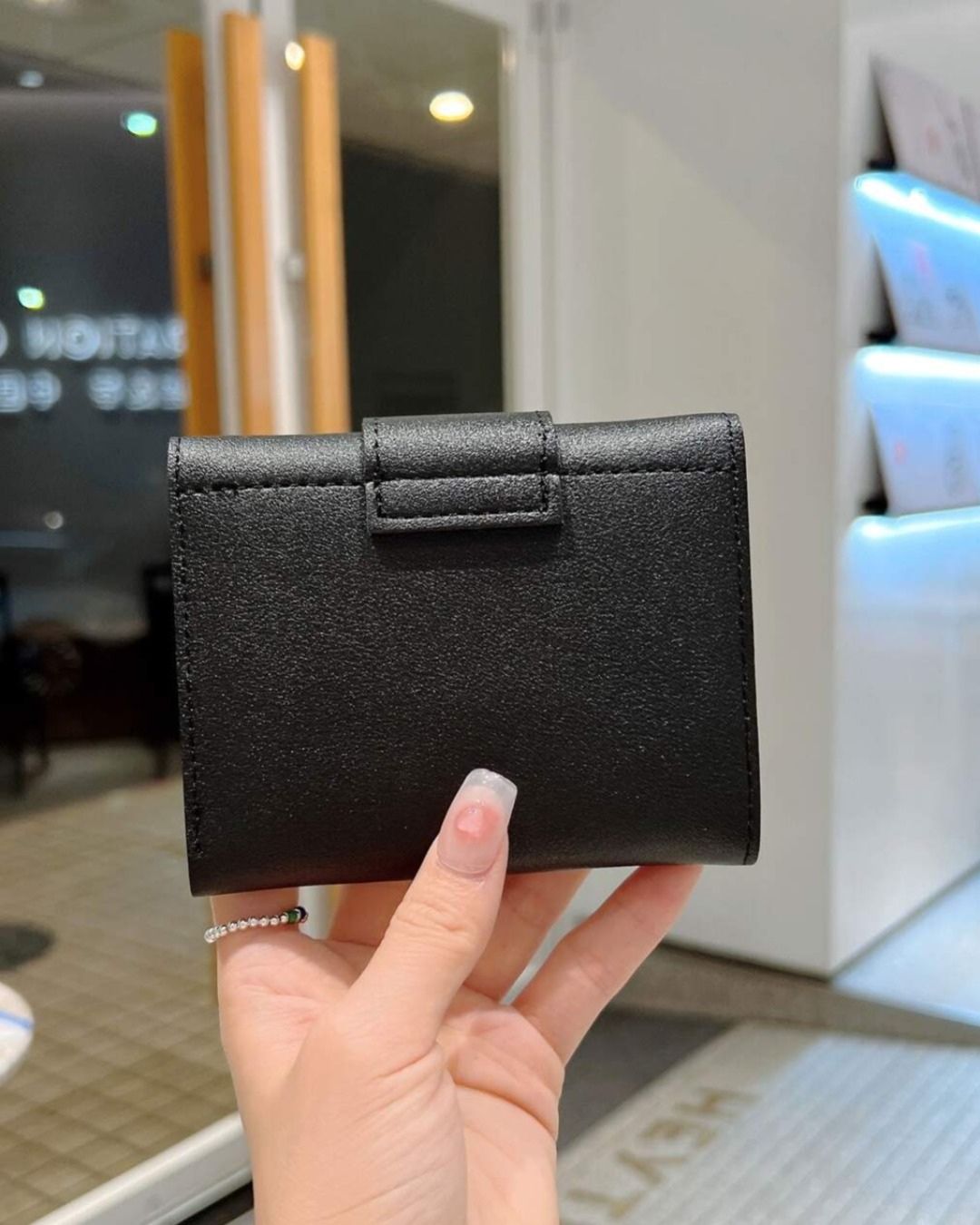 Small Leather Snap Button Wallet