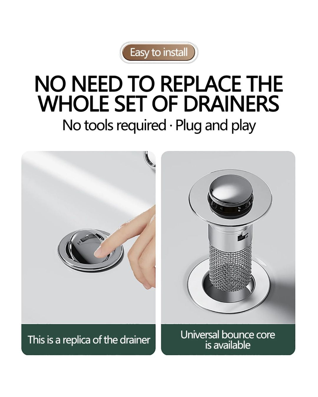 Stainless Steel Pop Up Sink Drain Filter