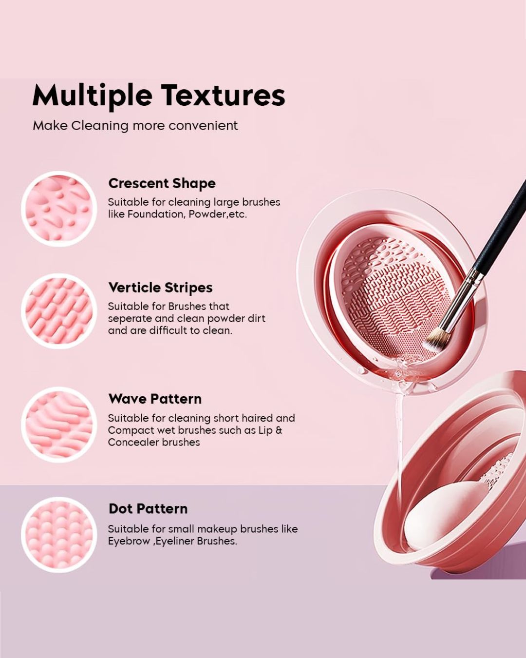 Foldable Makeup Brush and Sponge Cleaner Pad