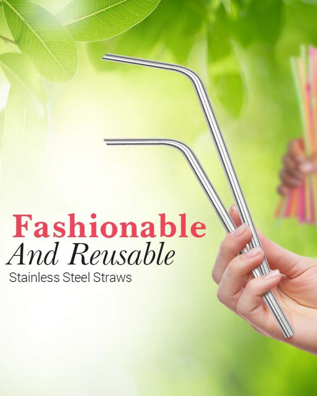 Bent Stainless Steel Straw Set with Brush