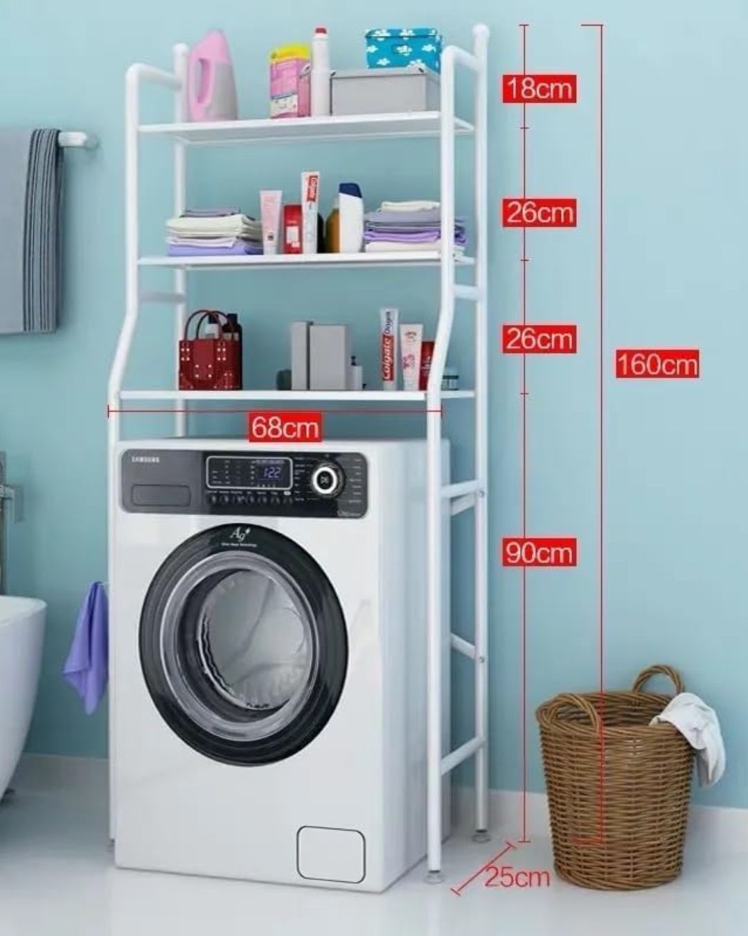 3 Layer Over The Washing Machine Storage Rack