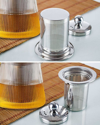 Borosilicate Glass Striped Teapot