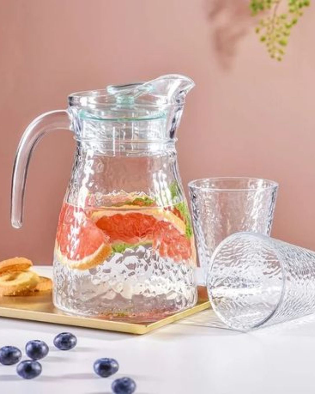Textured Glass Jug and Tumbler Set of 5