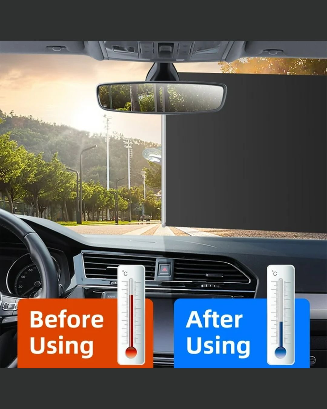 Retractable Sunshade for Car Windshield