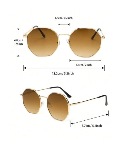 Classic Metal Geometric Frame Sunglasses